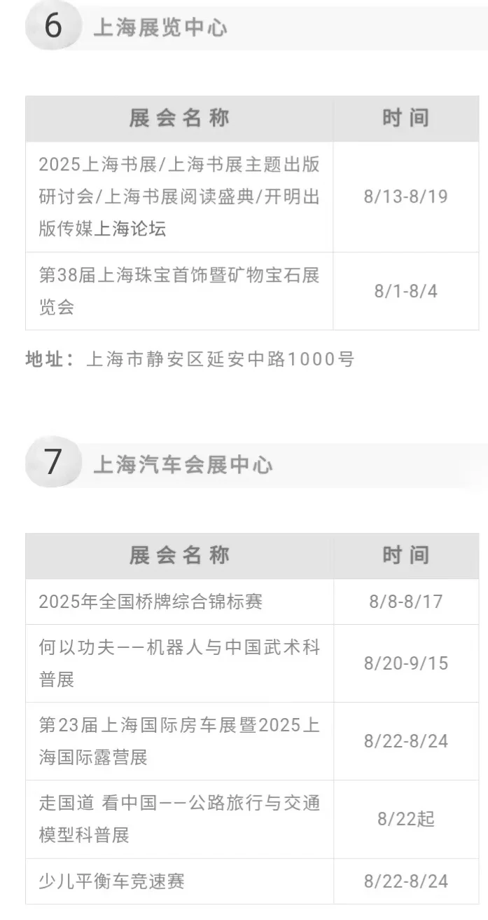 8月上海展会汇总