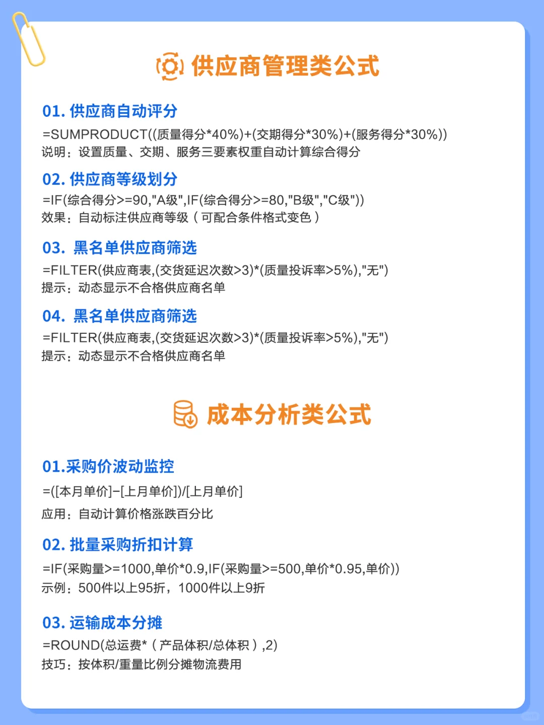 采购经常会用到的一些EXCEL表