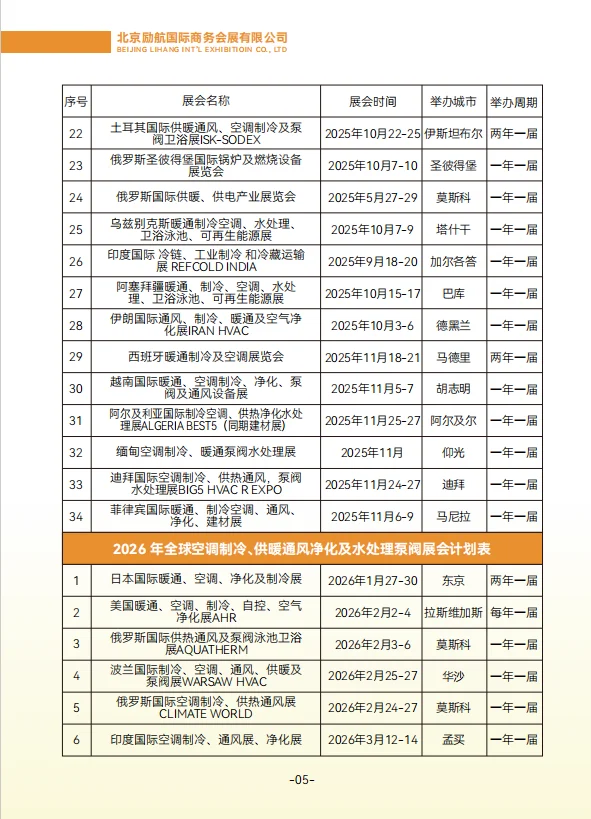 【?✨2025-2026暖通制冷展会计划表】