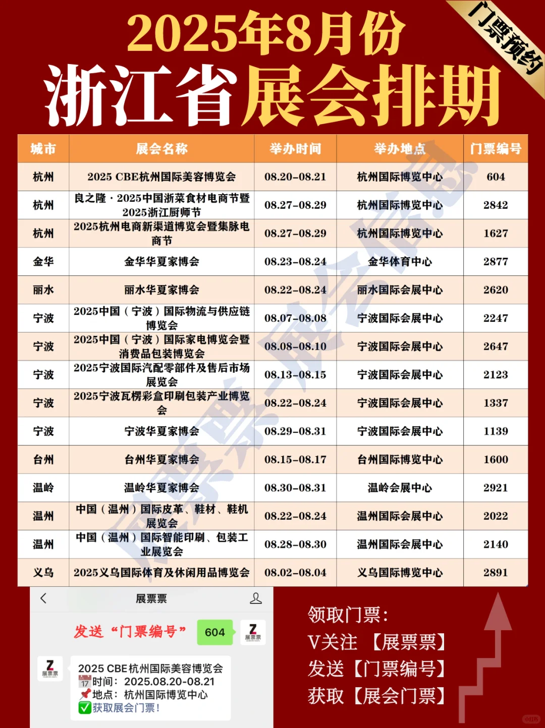 浙江展会 | 2025年8月展览排期表(共14场)