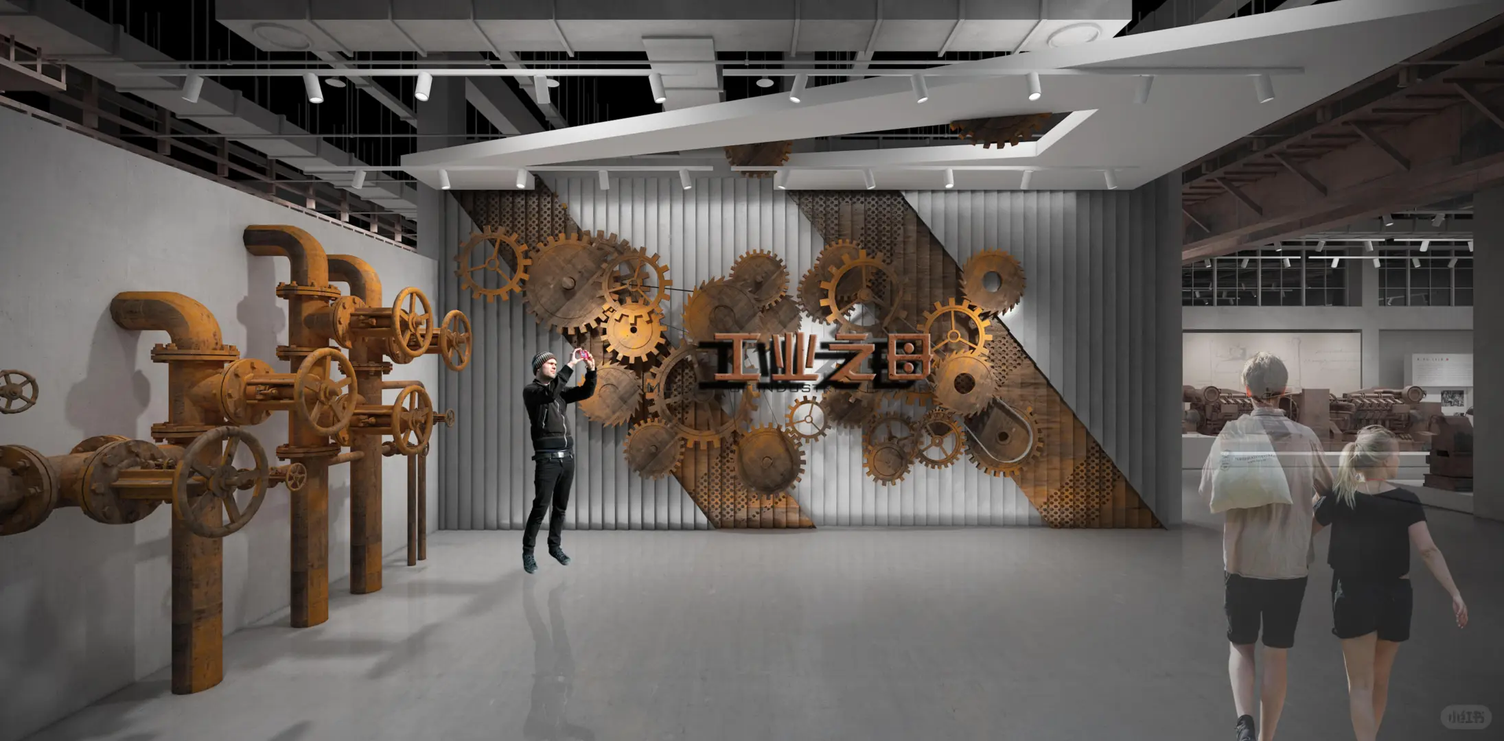 整体展陈氛围与空间体量感十足的工业博物馆