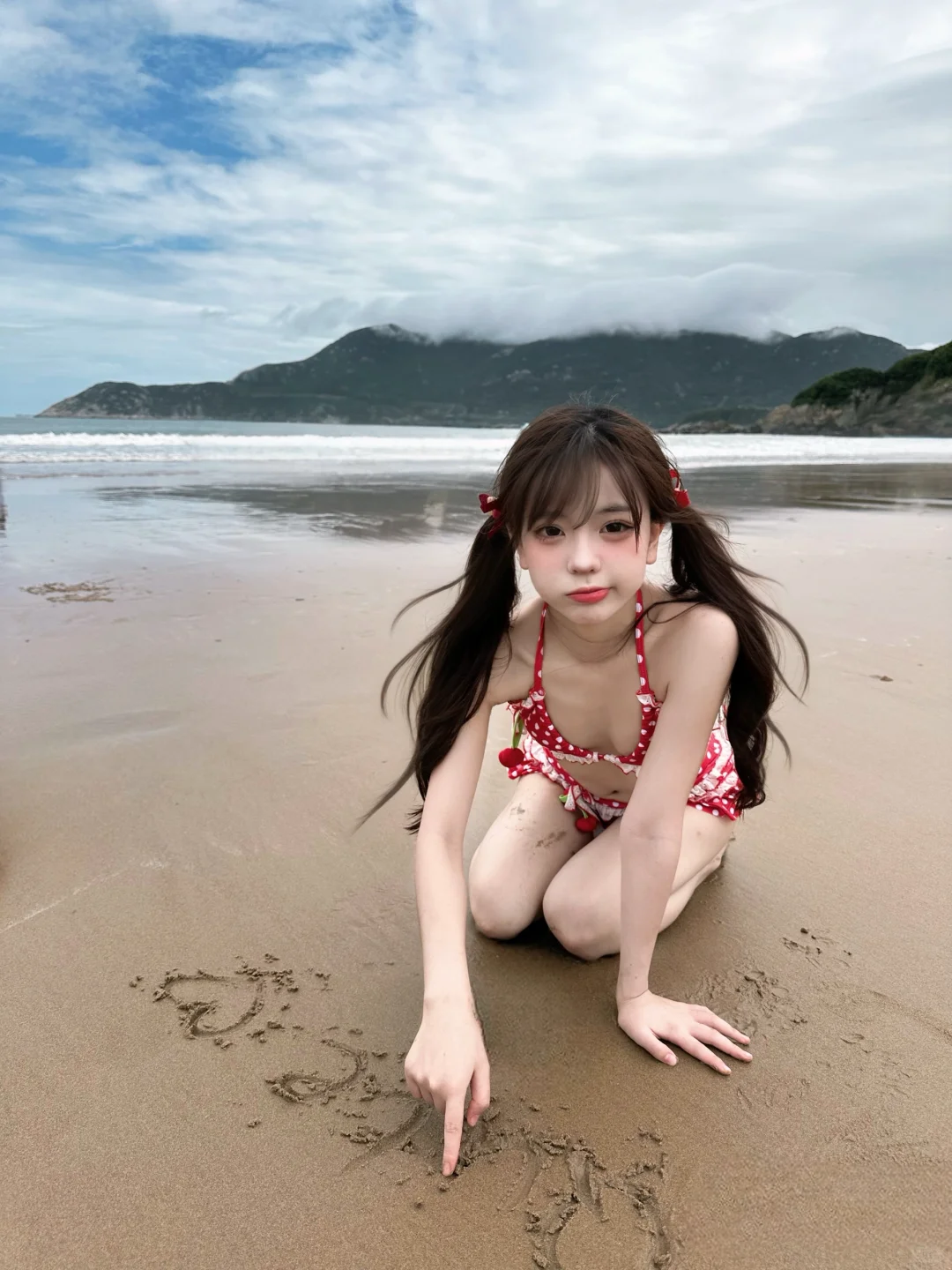 本女子一去海边就这样萌…