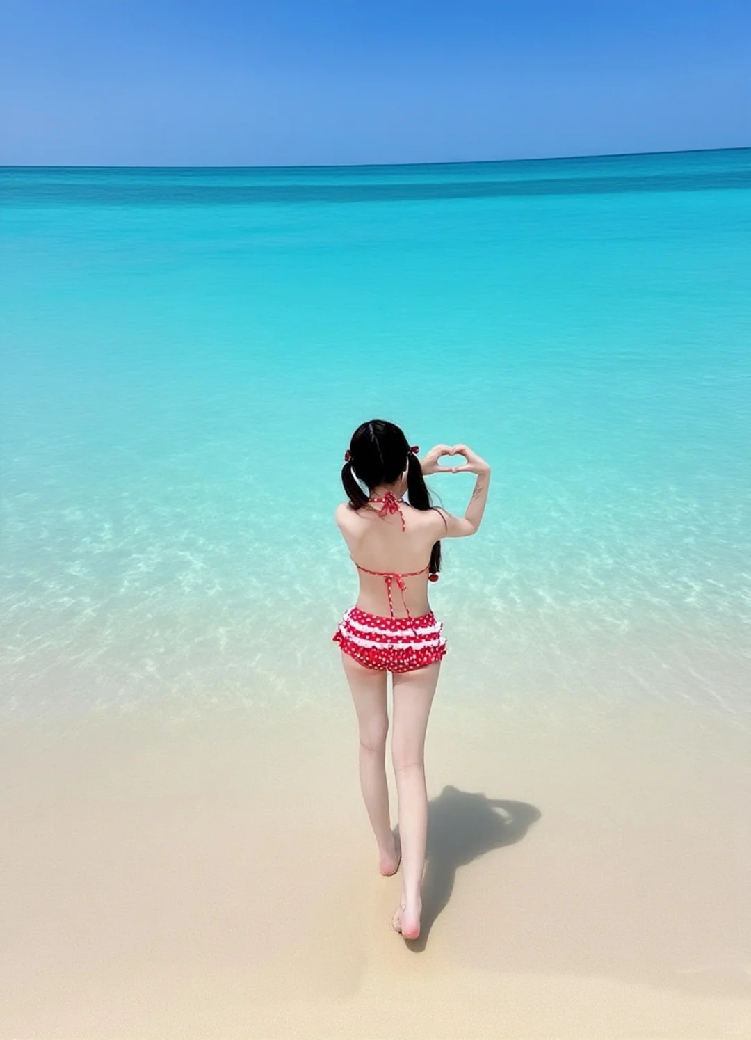 本女子一去海边就这样萌…
