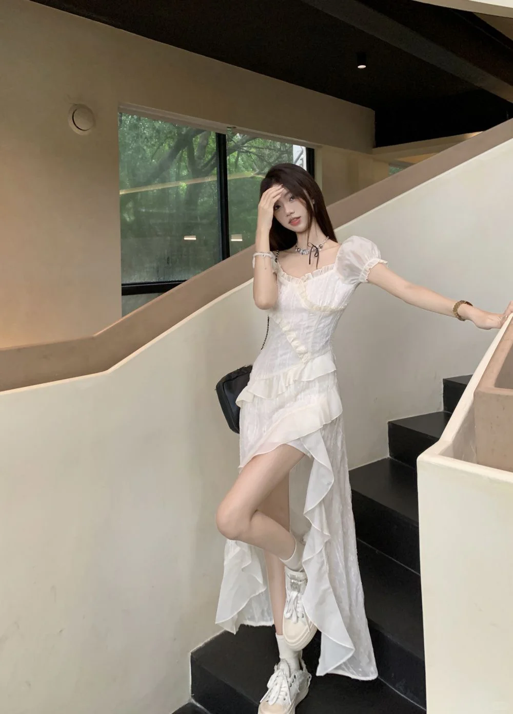 不规则剪裁+泡泡袖=行走的仙女!?