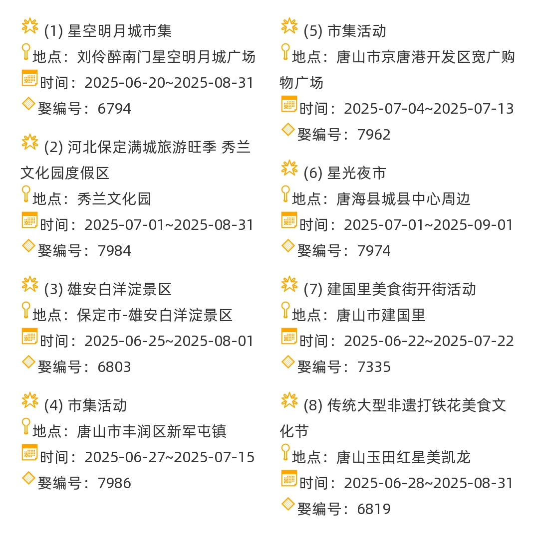【河北省】2025年7-8月,集市信息汇总