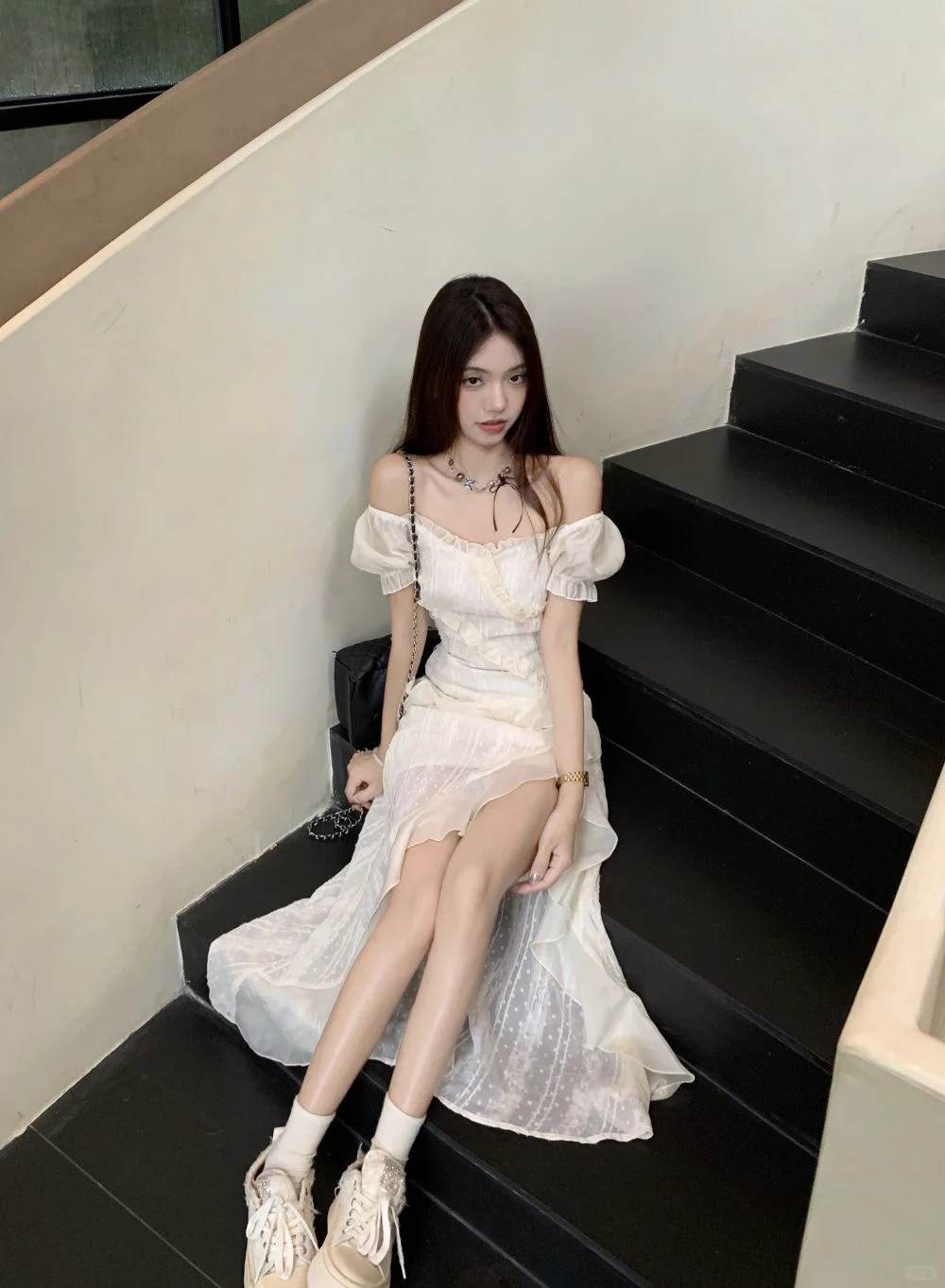 不规则剪裁+泡泡袖=行走的仙女!?