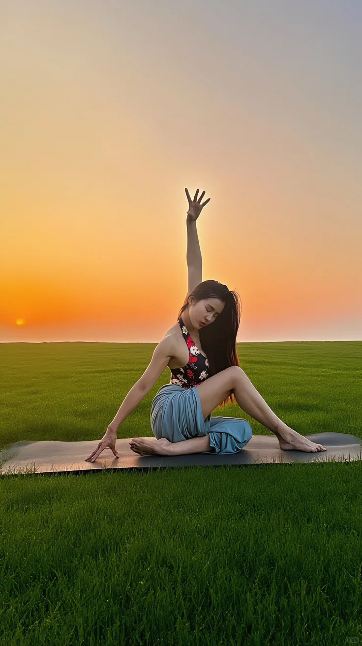 抓住夏天的光，夕阳露营拍瑜伽～