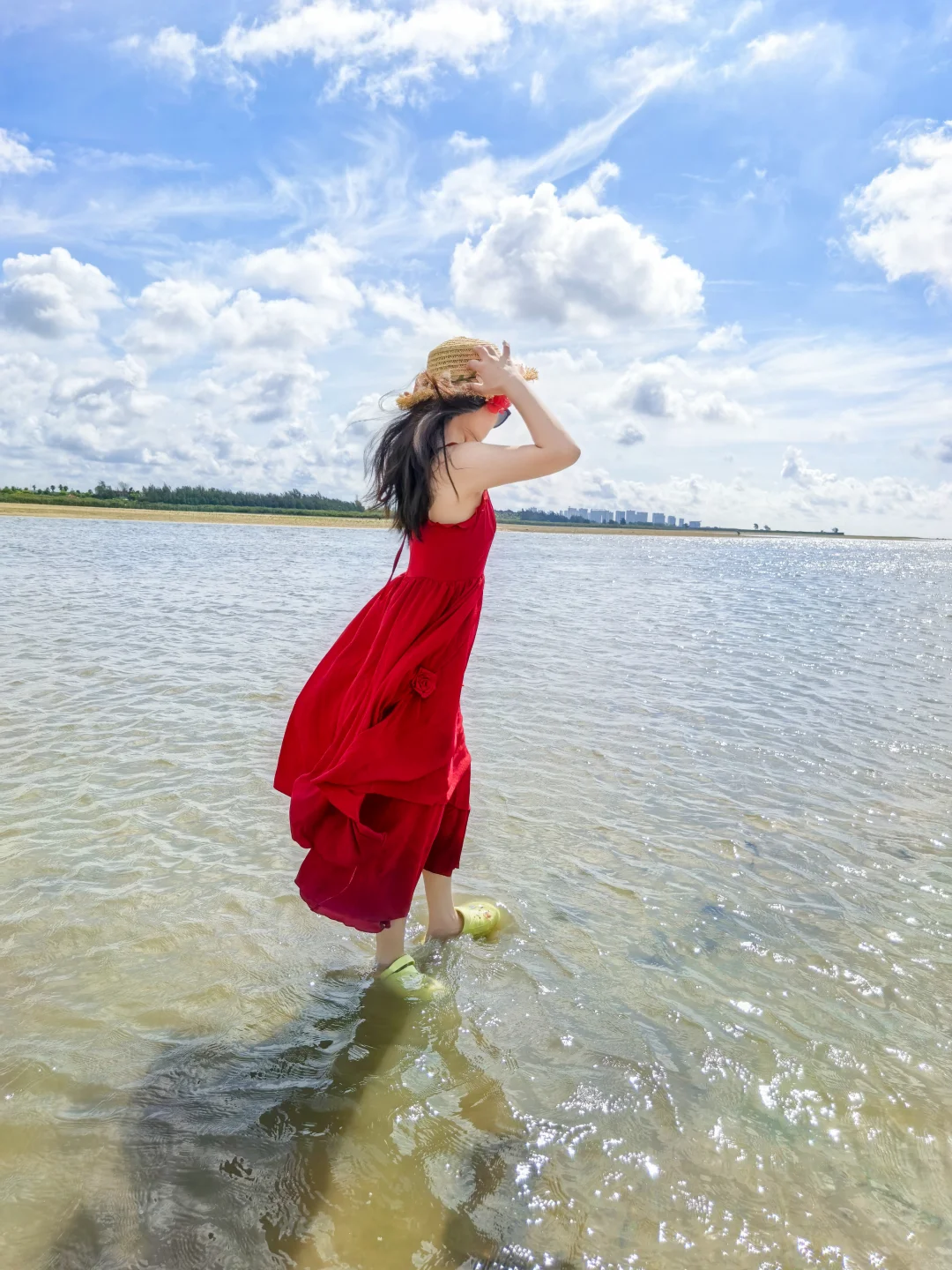 在海边 北海 必备红色裙子