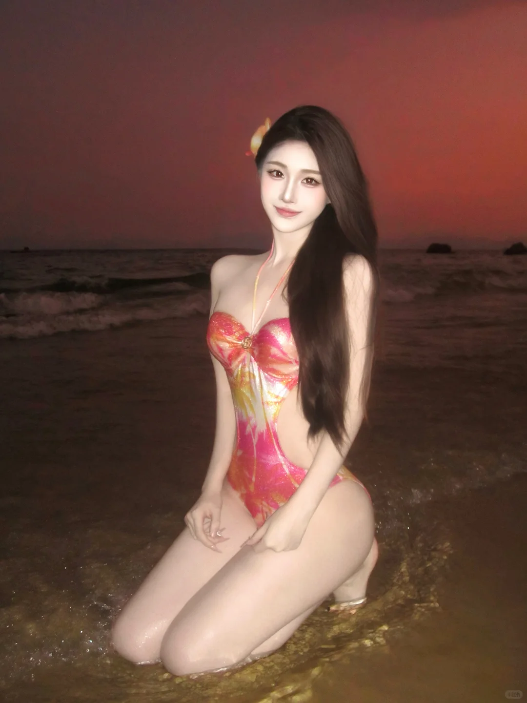 把落日穿身上?