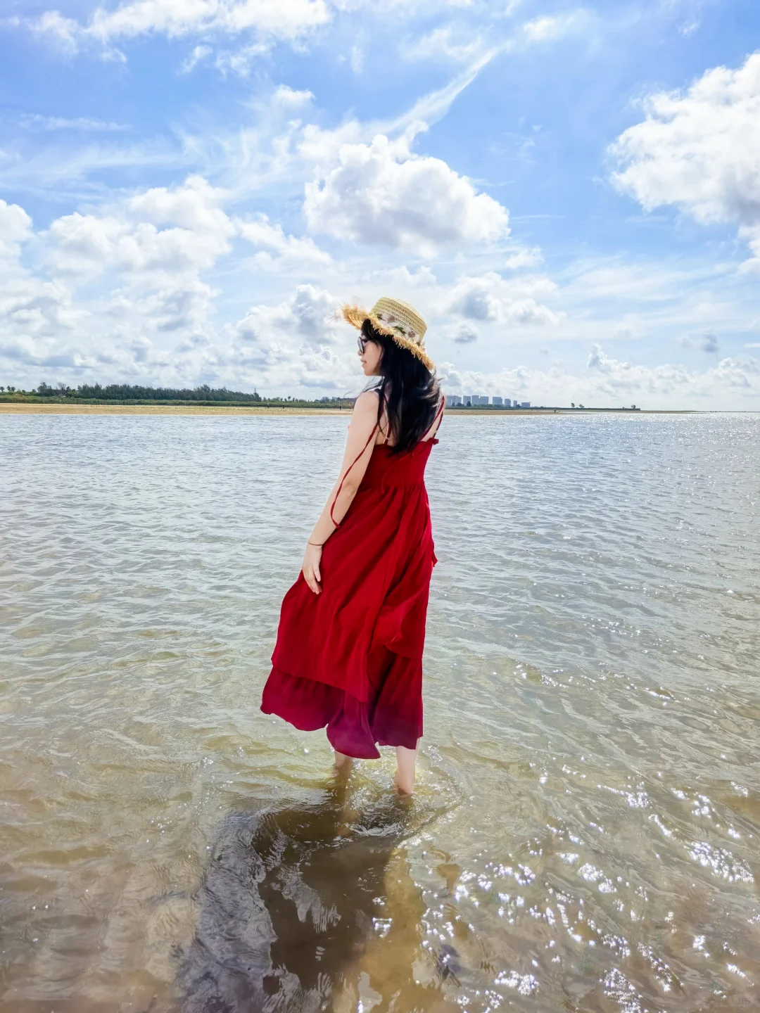 在海边 北海 必备红色裙子