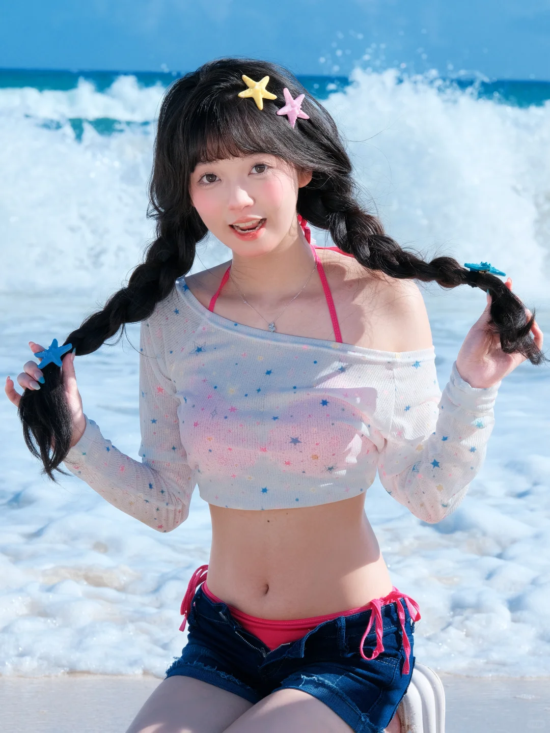 存一些海边的拍照姿势?️?