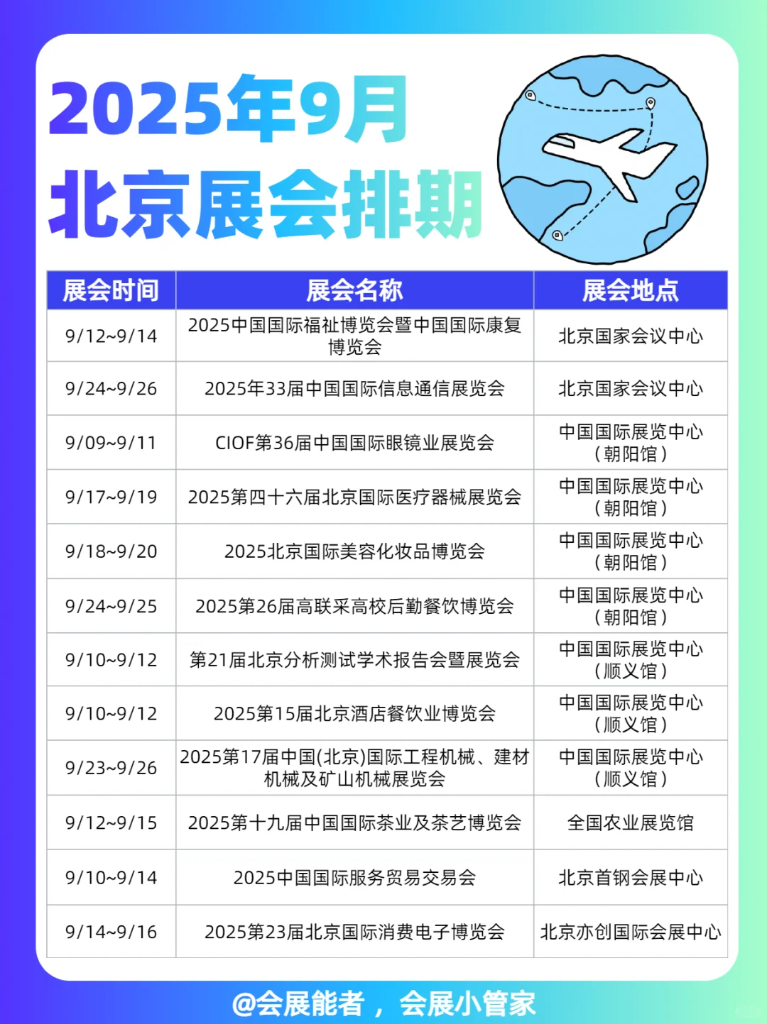 9月北京展会排期，精彩抢先看！