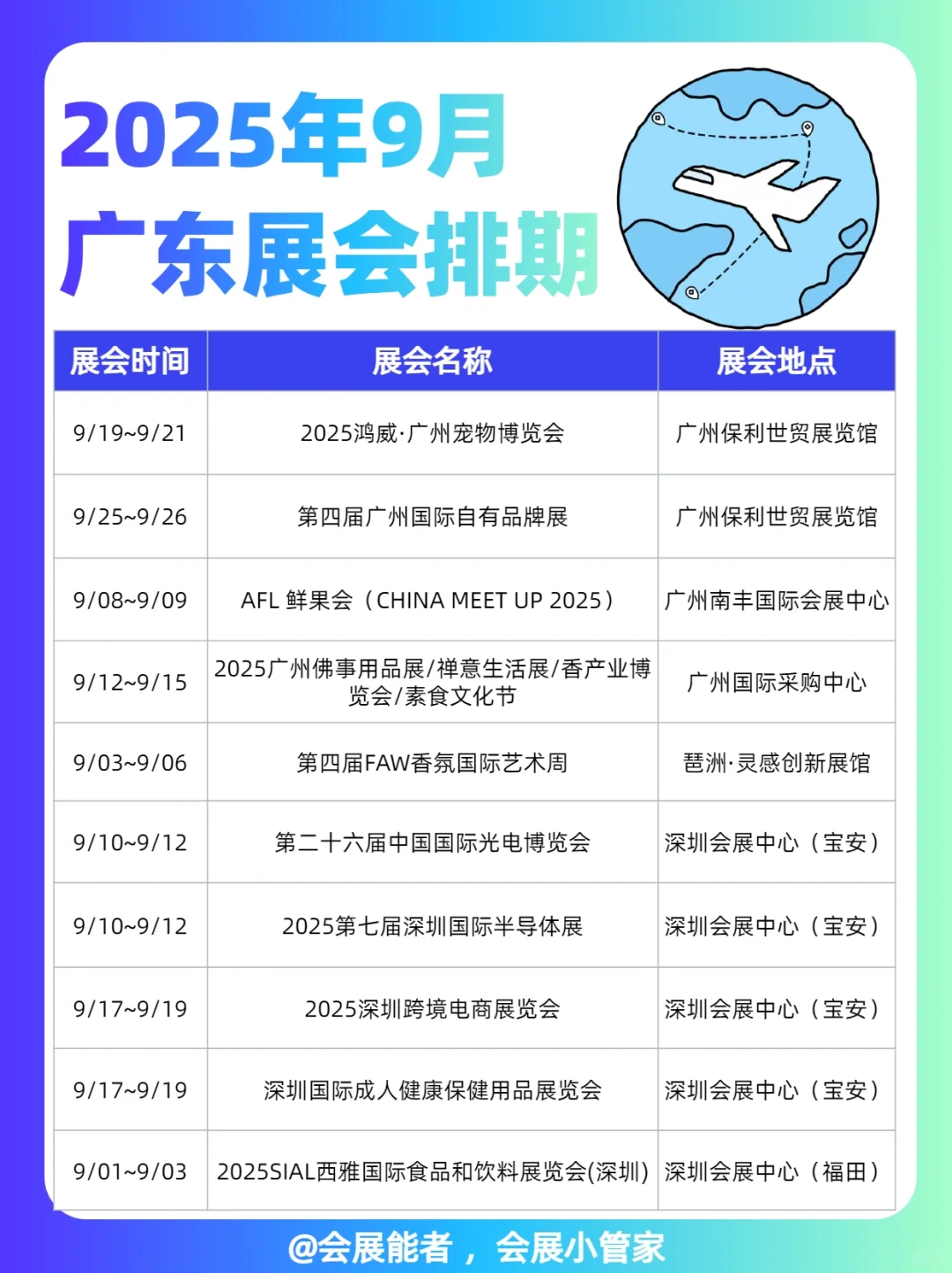 9月广东展会排期，精彩抢先看！