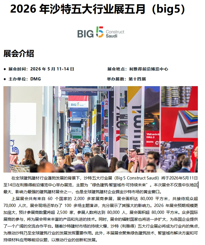 沙特五大行业展二期