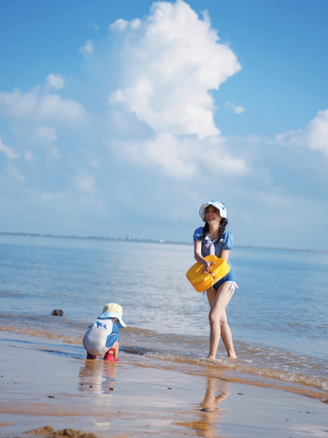 带娃去海边，亲子照这么拍自由感满满|附教程