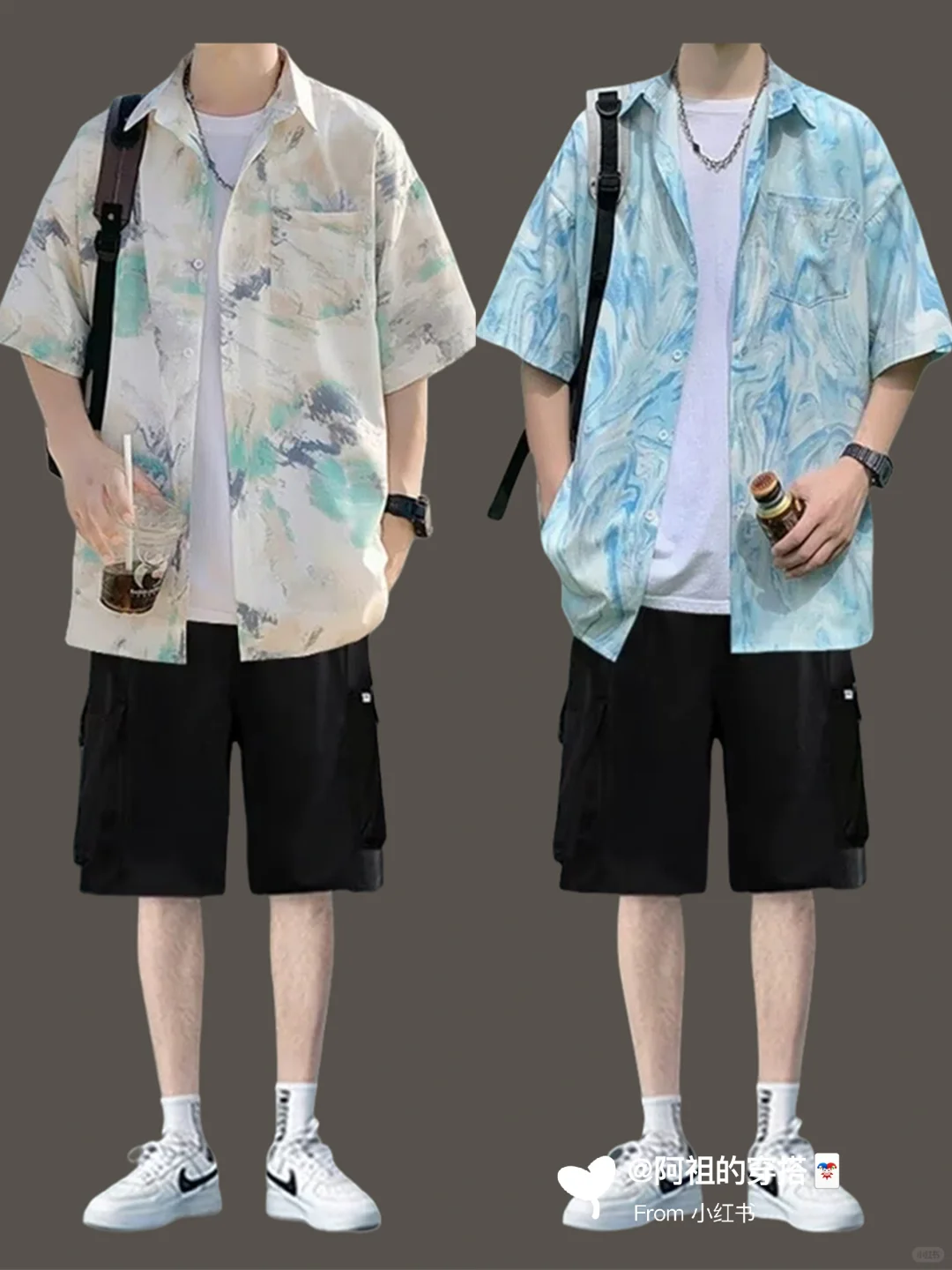 男士夏日穿搭氛围感|夏威夷海边花衬衫穿搭