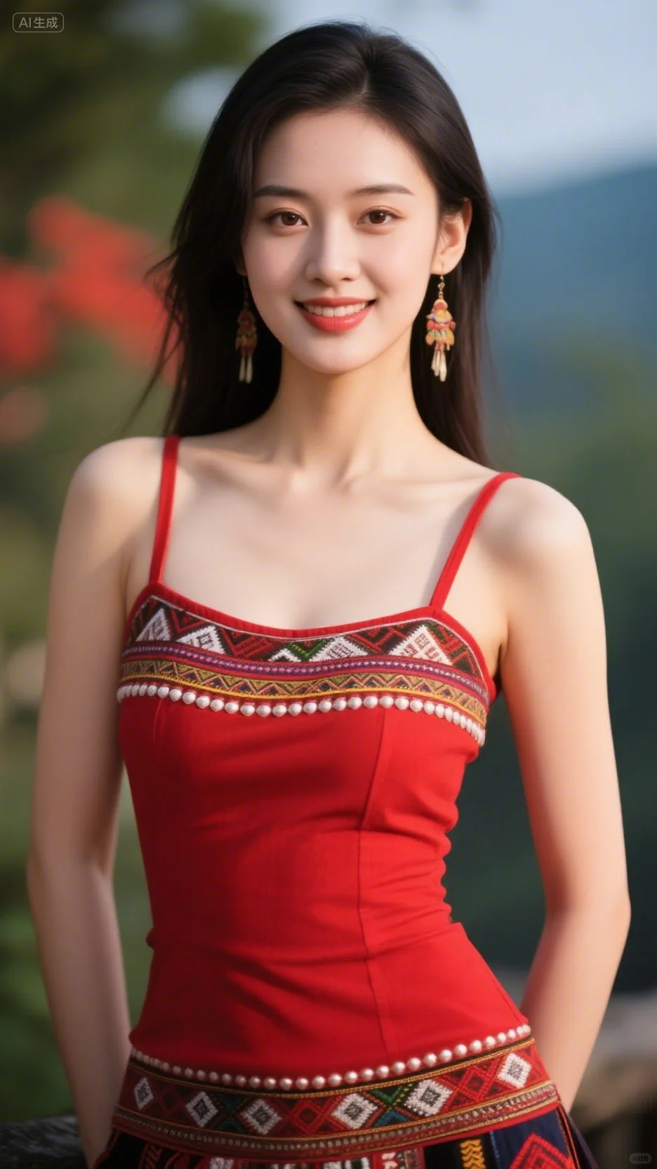 红色吊带～时尚女神