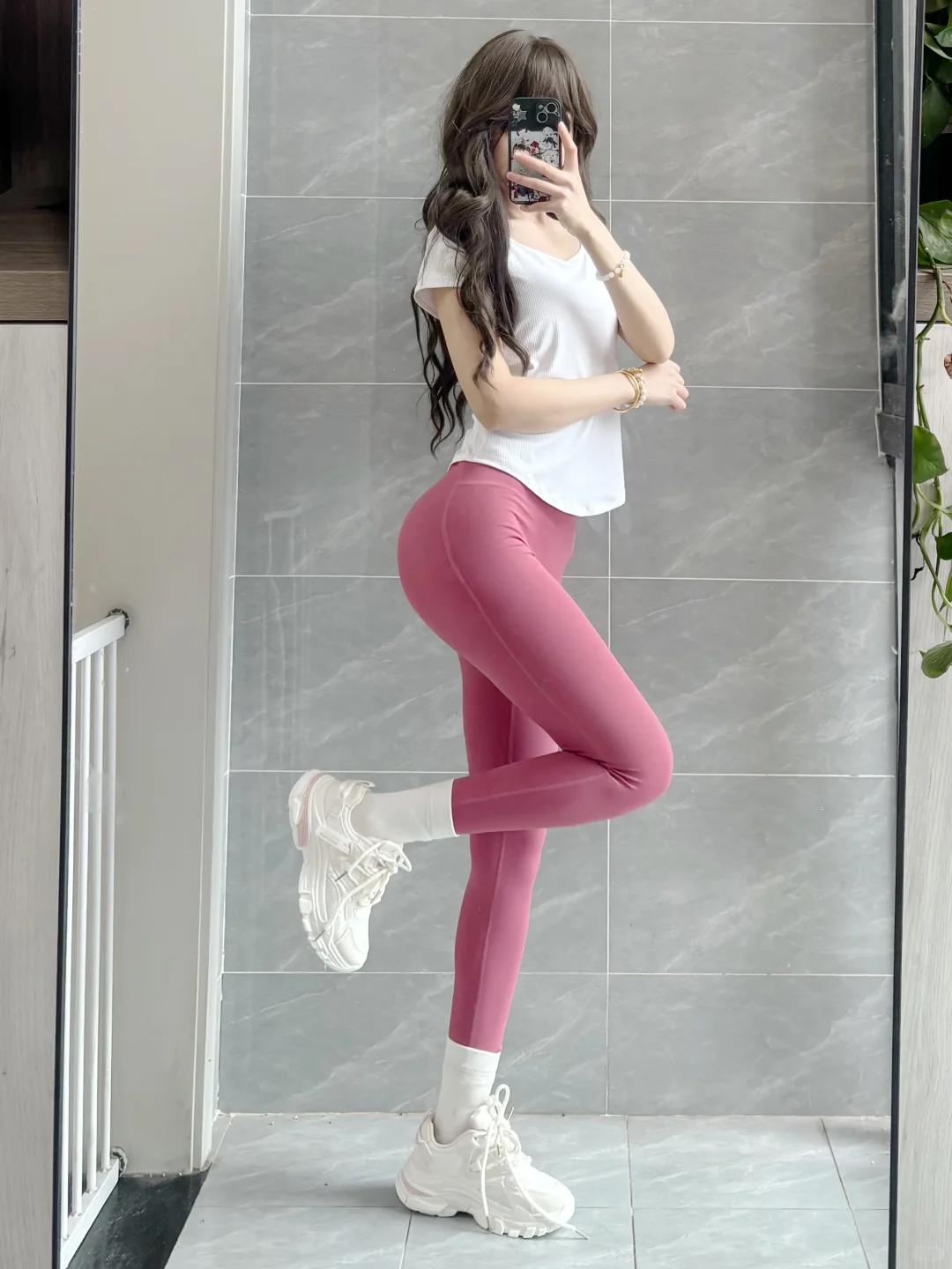玫红色真的yyds！瑜伽裤！