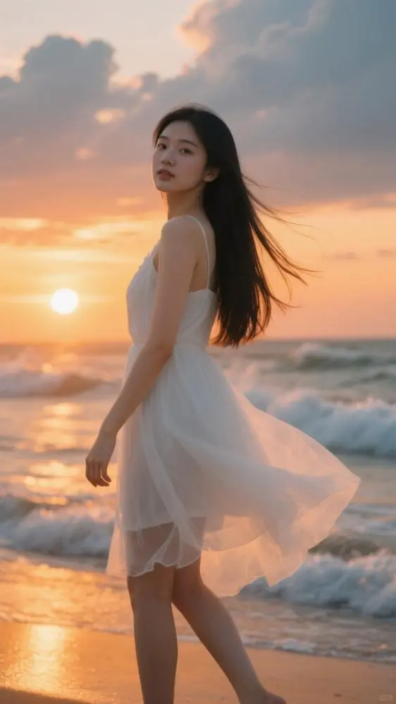 ?海边落日｜白纱裙氛围感拍照攻略