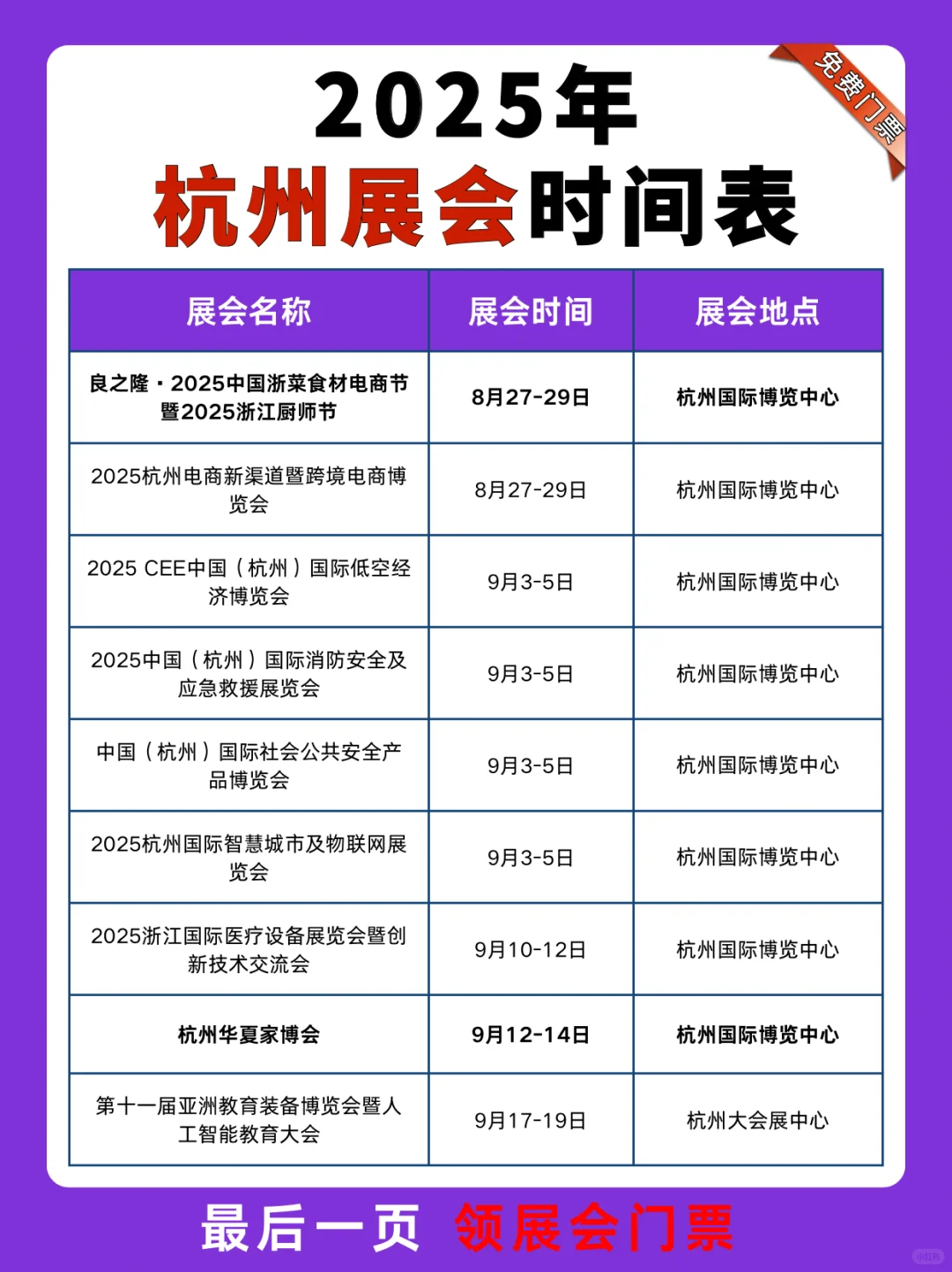 2025下半年杭州展会时间表来啦❗️