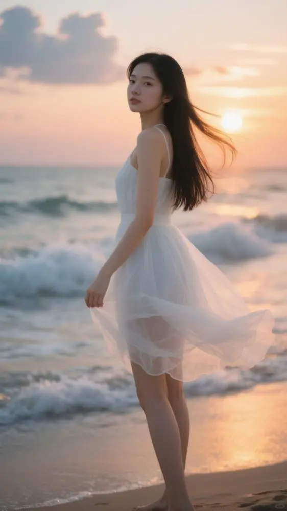 ?海边落日｜白纱裙氛围感拍照攻略
