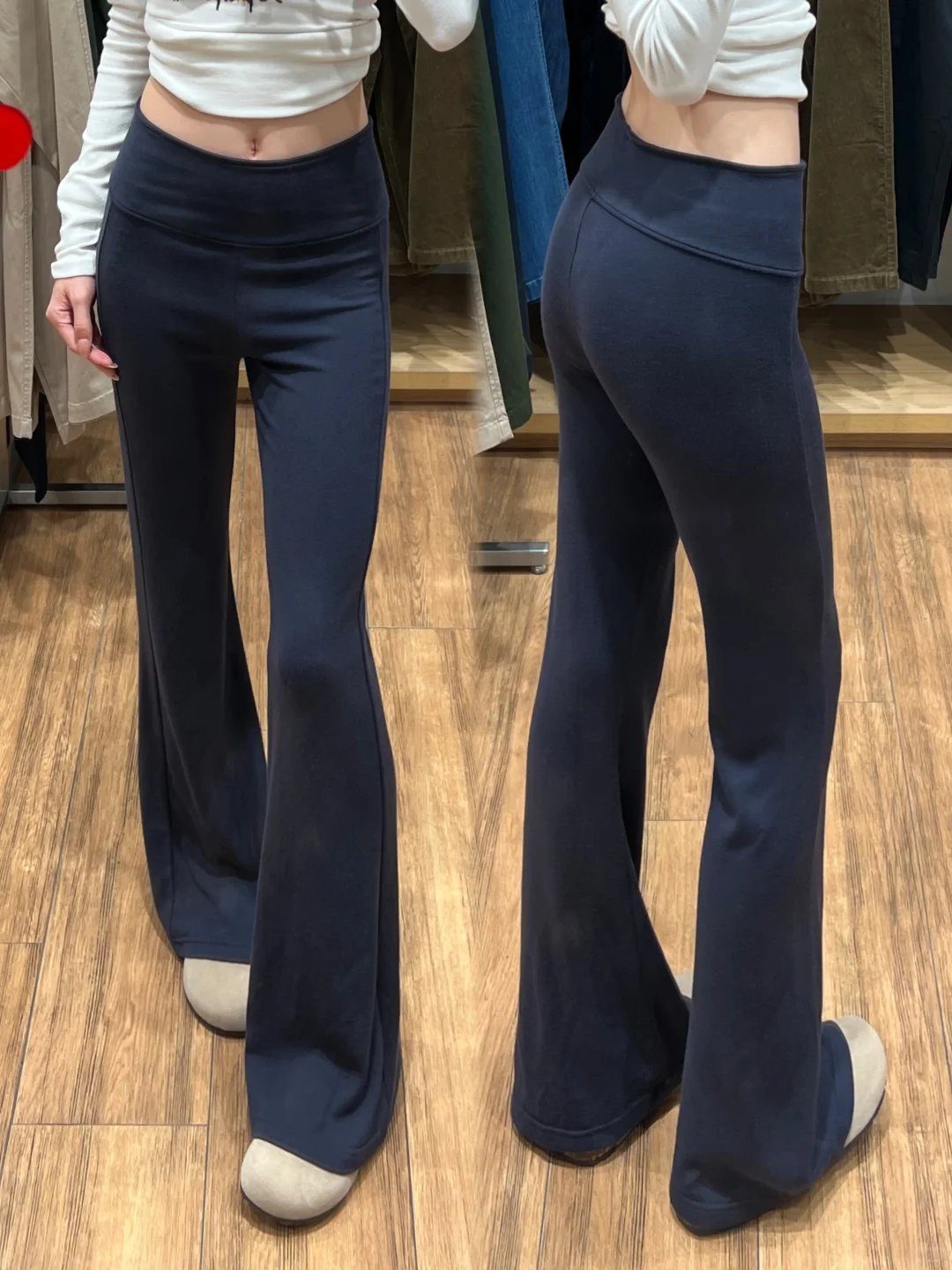 啊啊啊真的好显瘦！！爱惨这条藏青微喇裤了！！