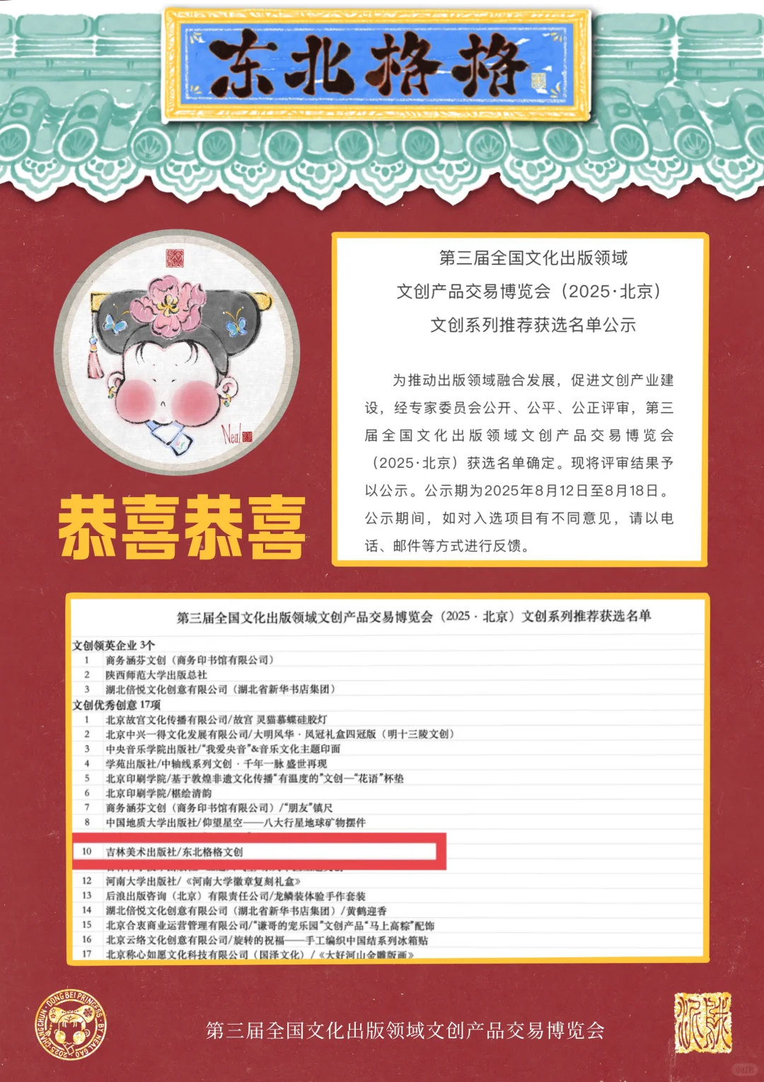 咱家格格在北京文创博览会获奖了！