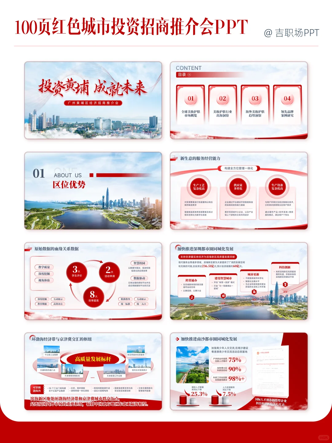 100页红色城市投资招商推介会PPT