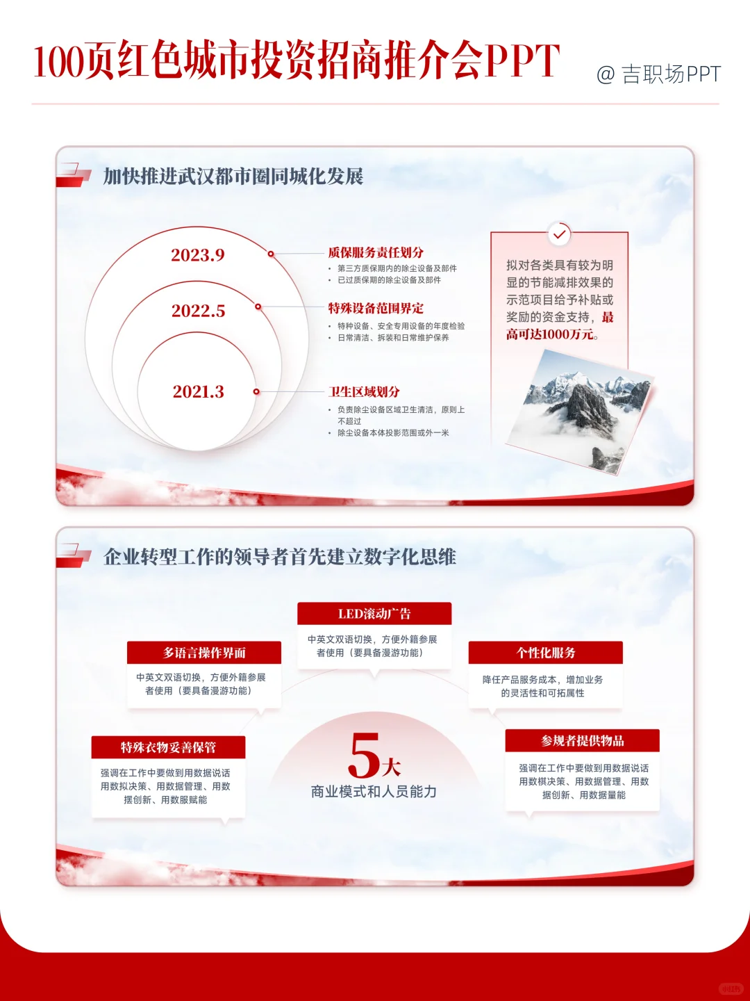 100页红色城市投资招商推介会PPT
