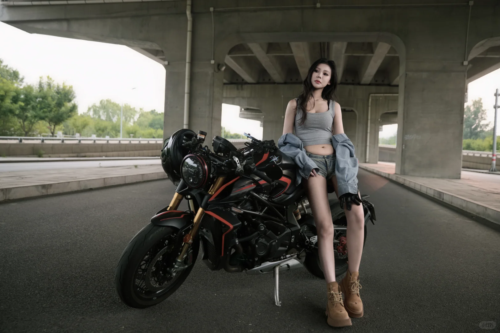 危险or诱惑？夜拍机车辣妹