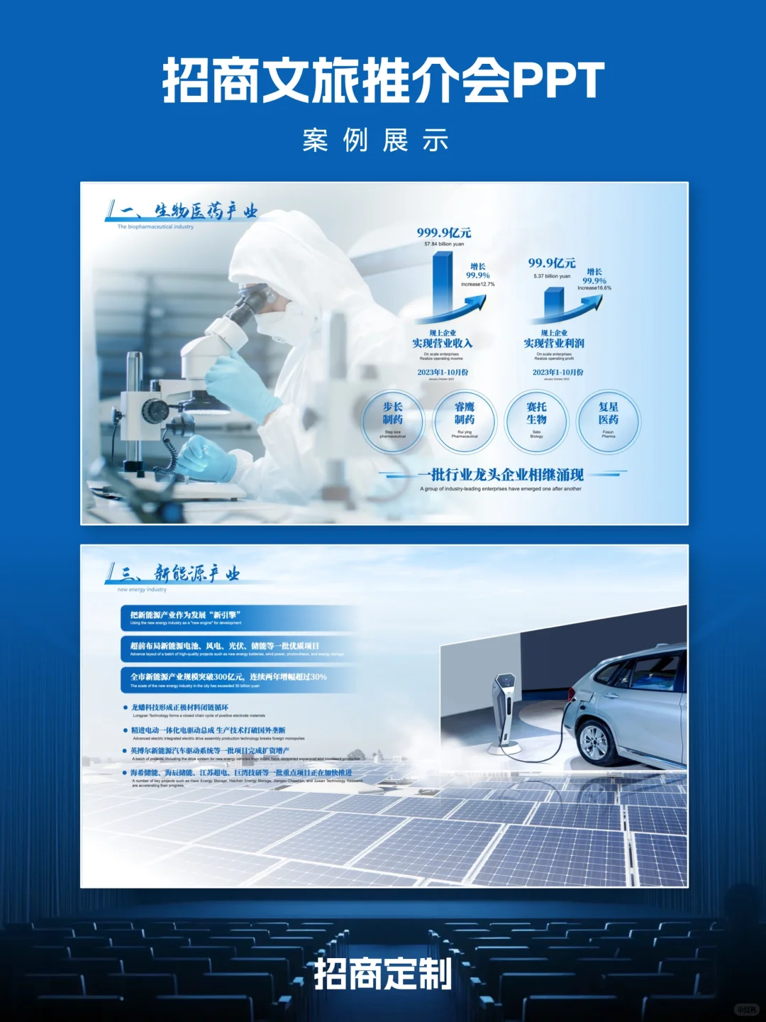 蓝色简约风城市招商推介会ppt美化设计制作