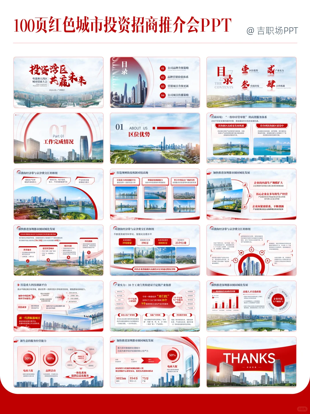100页红色城市投资招商推介会PPT