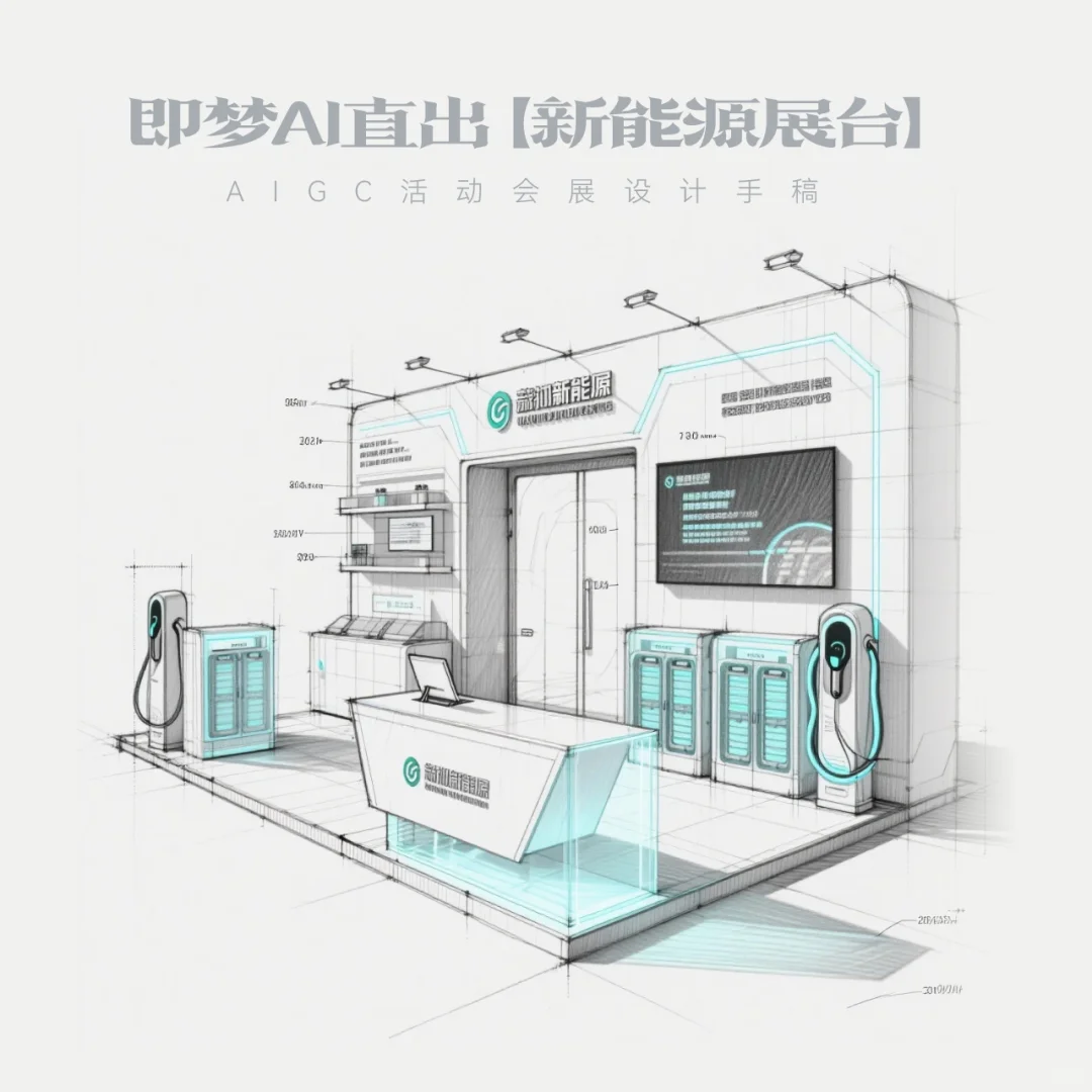 AIGC｜9款Ai直出新能源科技展台效果图