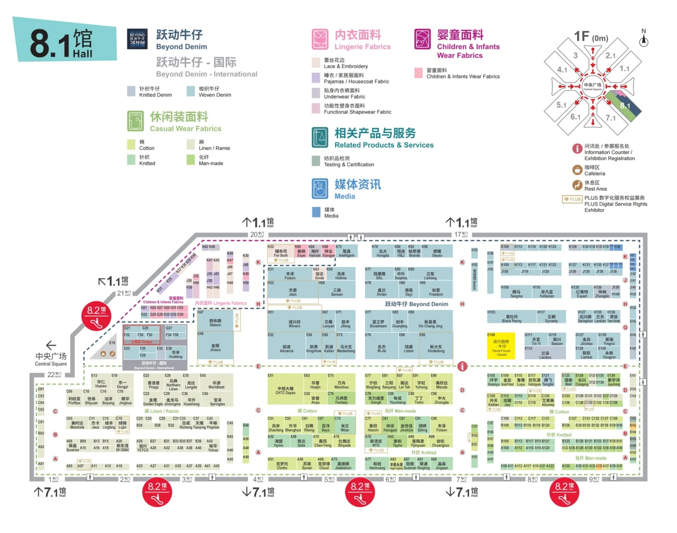 上海秋季面辅料展展馆分布图