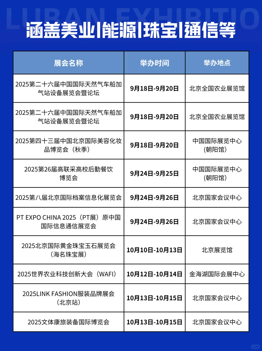 9-10月北京展会去哪儿逛？排期表来啦?