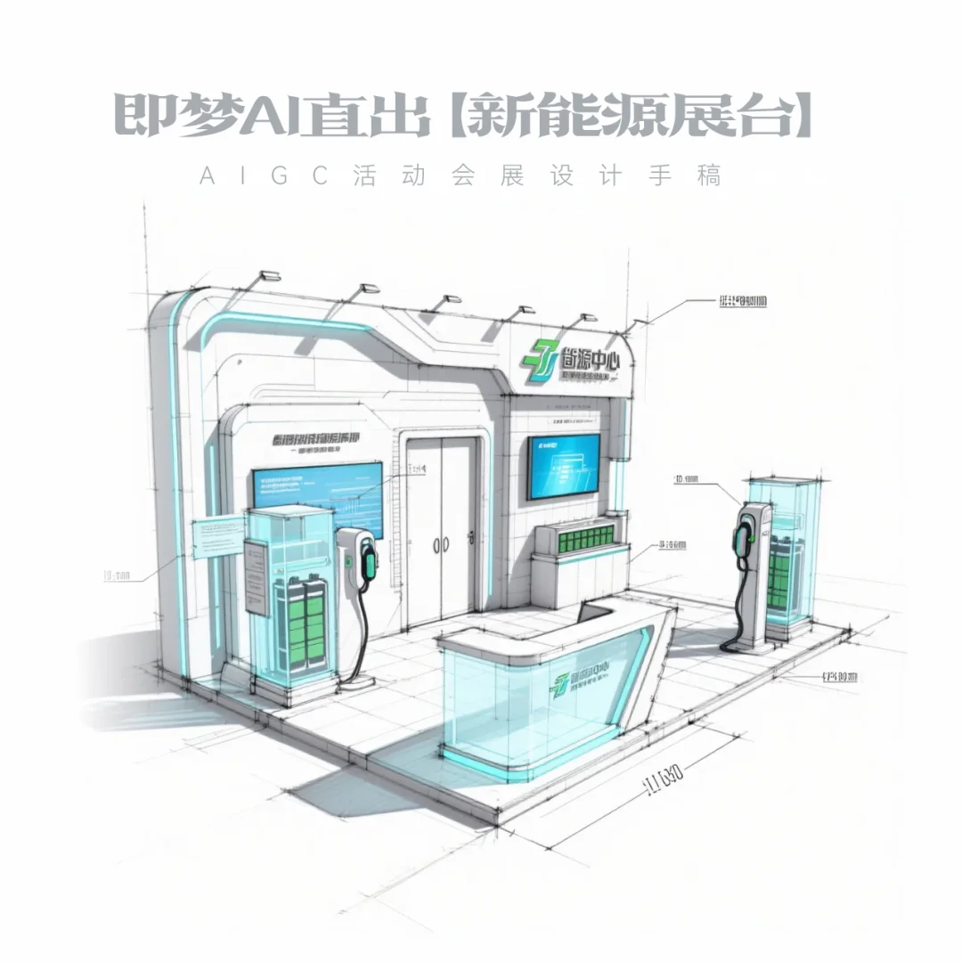 AIGC｜9款Ai直出新能源科技展台效果图