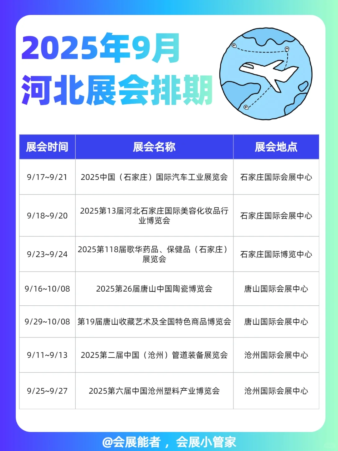 9月河北、河南展会排期来喽~