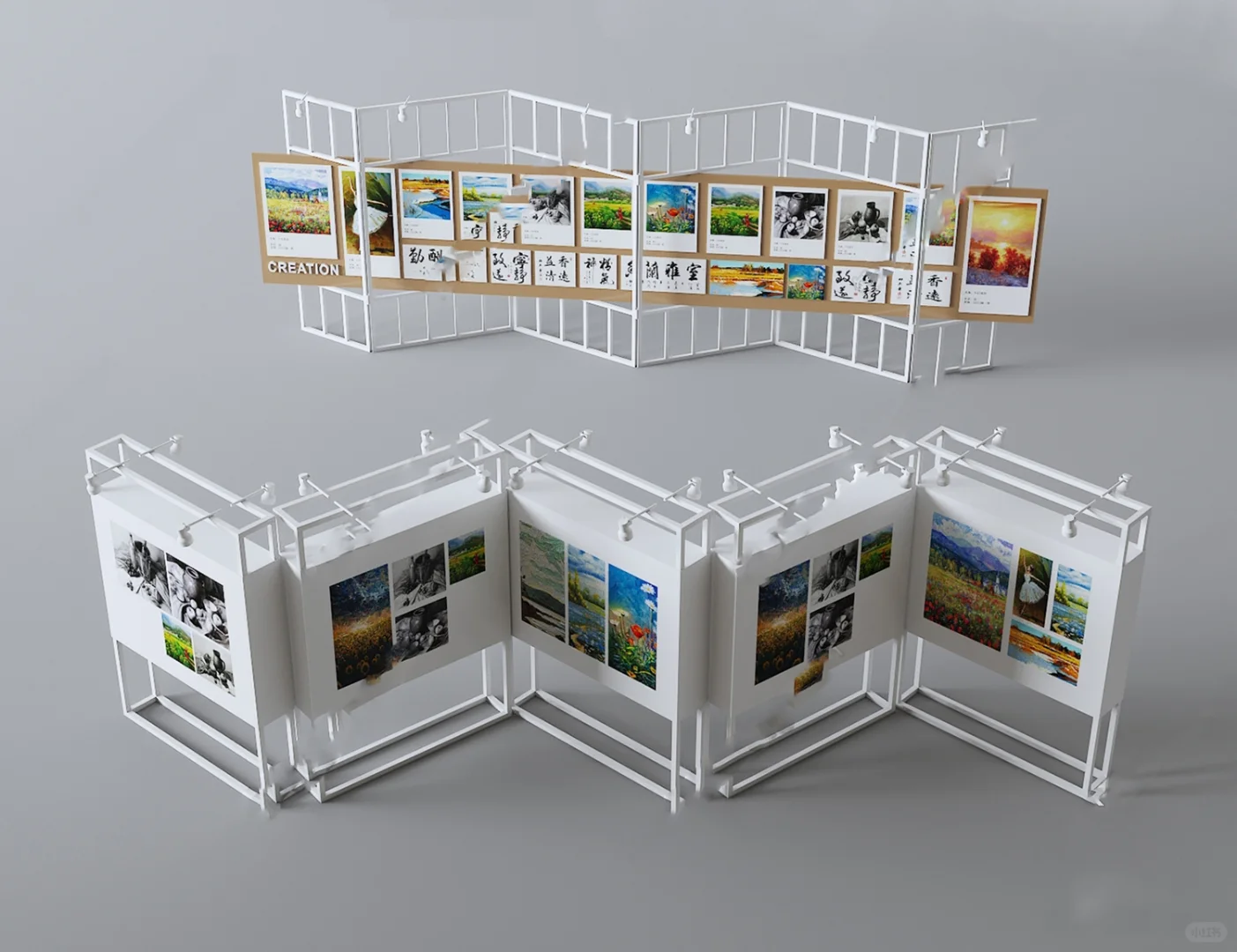 艺术展架SU模型，展厅布置超省心！?️