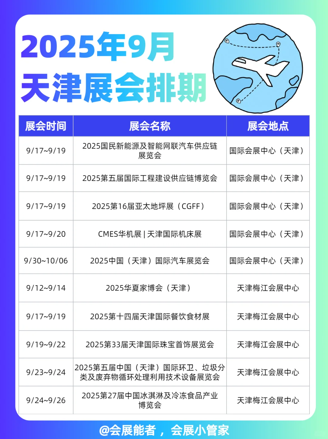 9月天津展会排期，精彩不容错过~