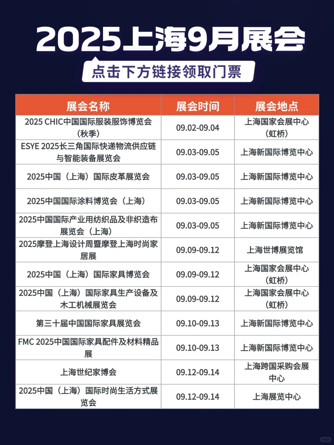 新鲜出炉！上海9月展览会排期时间表来啦！