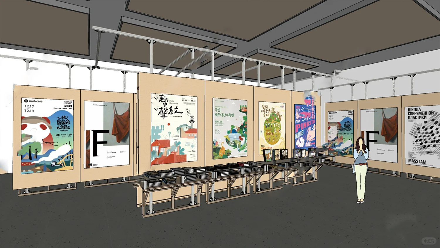 艺术展架SU模型，展厅布置超省心！?️