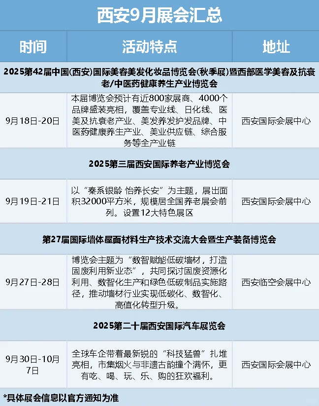西安9月展会汇总来啦！逛展攻略快收藏✨