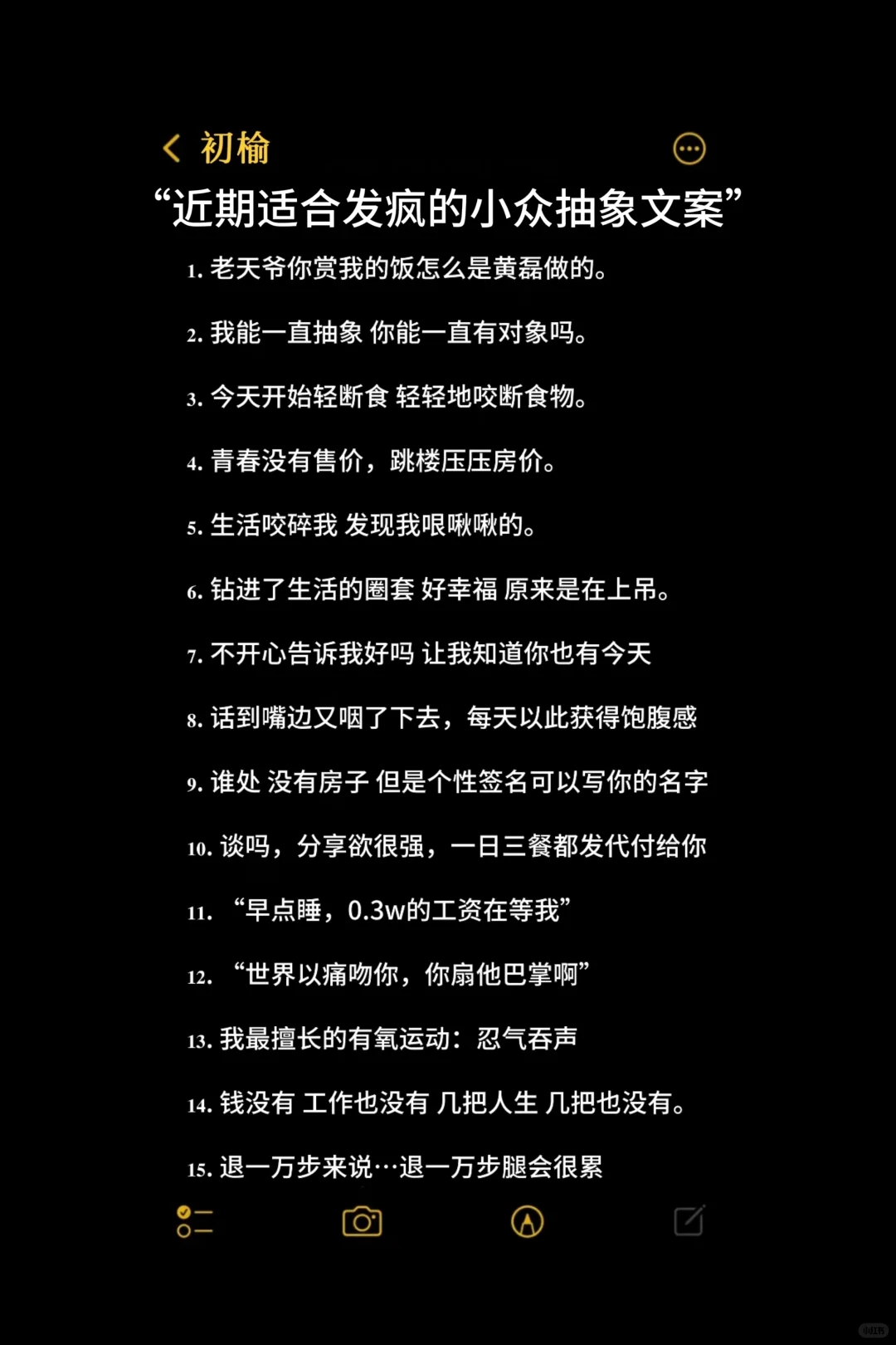 “近期适合发疯的小众抽象文案”