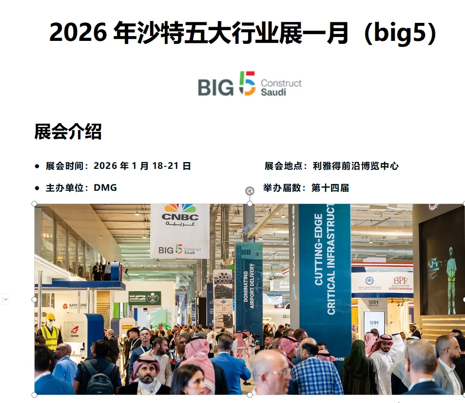 2026年沙特五大行业展一月（big5）展会介