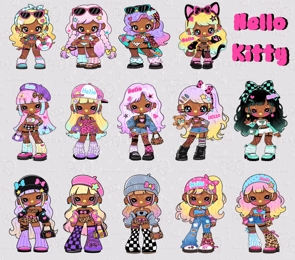 黑皮辣妹hello kitty女孩换装合集?