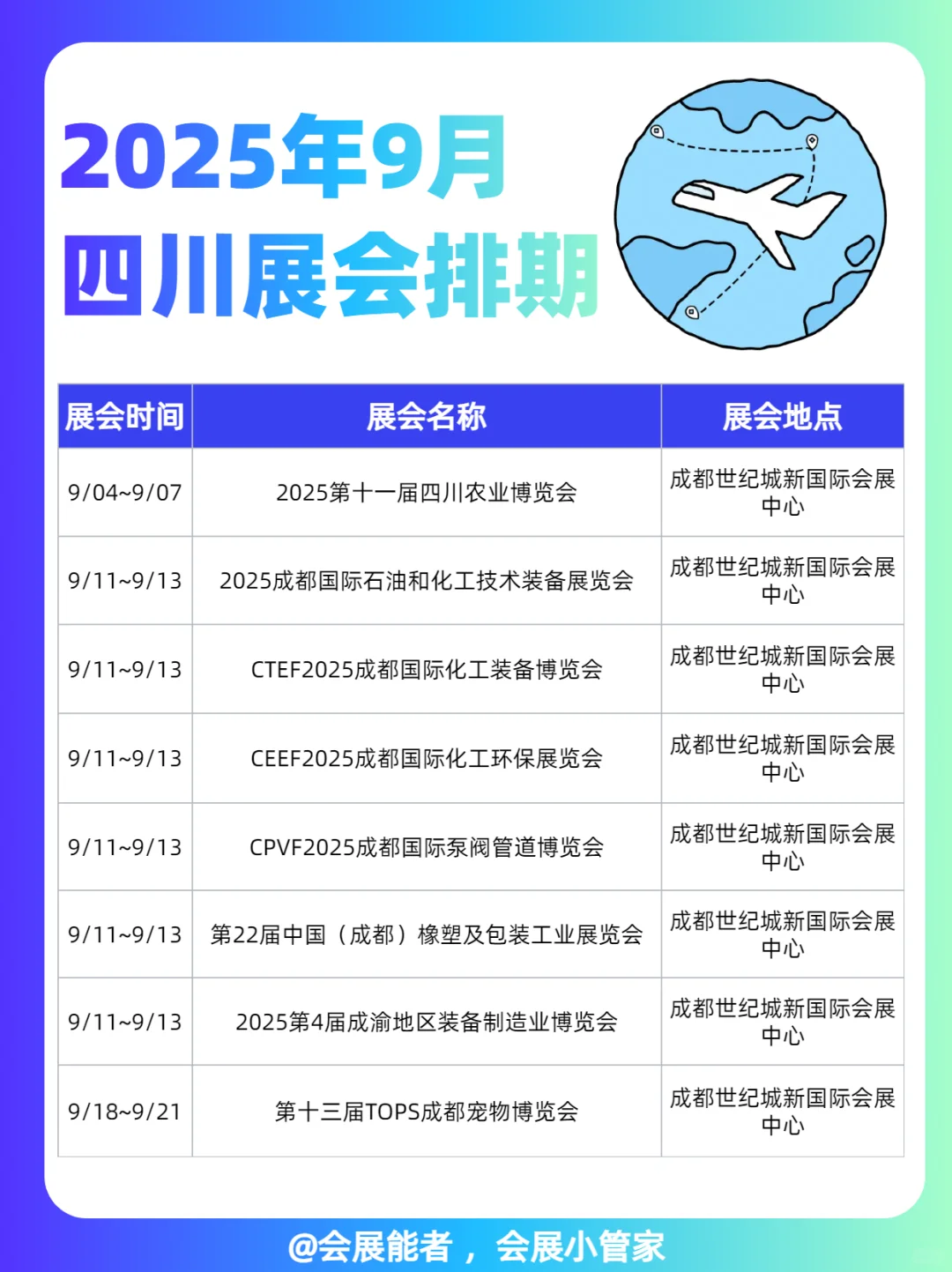 9月四川、重庆展会排期来啦~