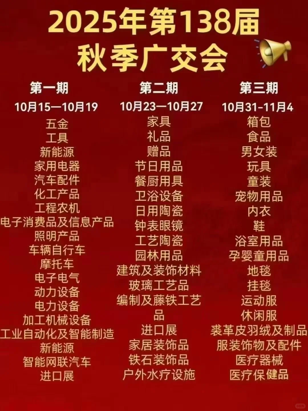 2025年秋季广交会时间表