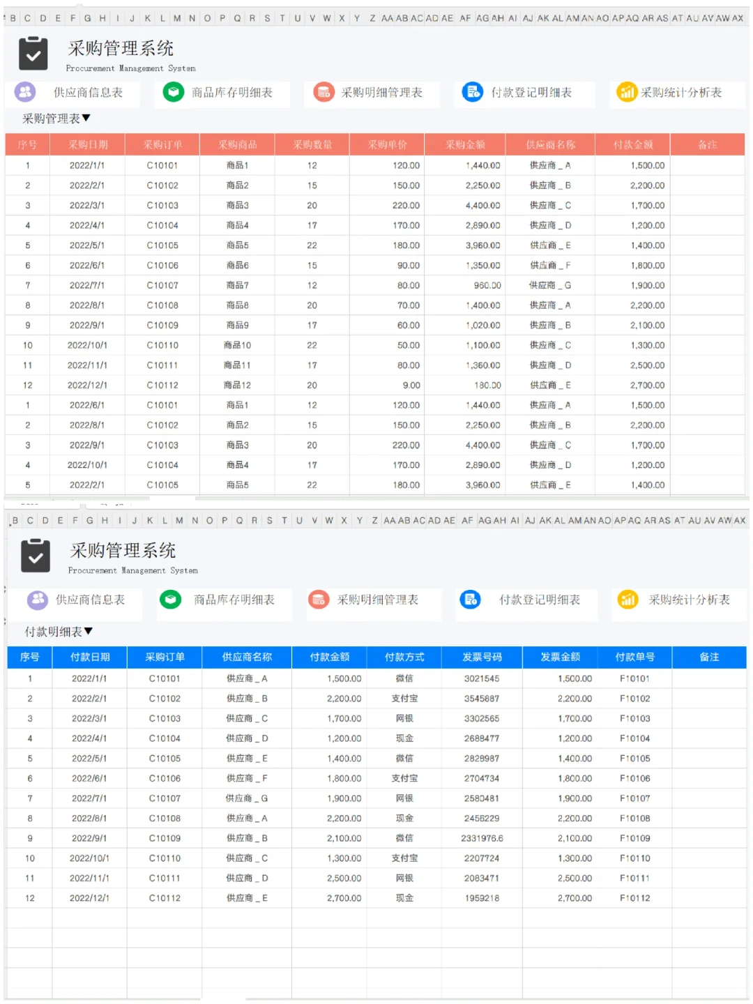 第一次见这么漂亮的采购表格！