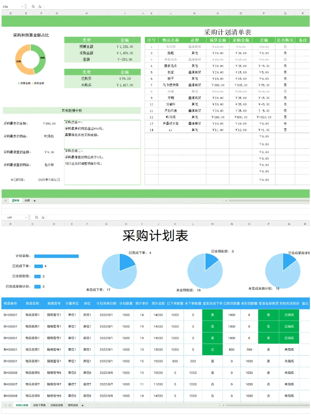 第一次见这么漂亮的采购表格！