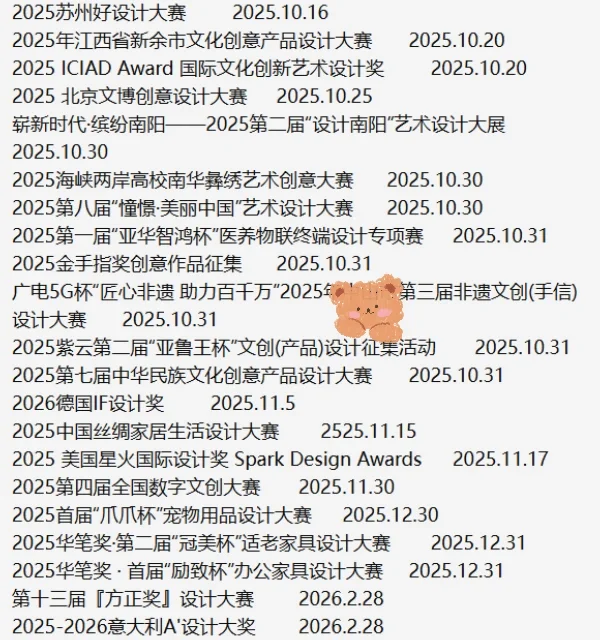 国内设计竞赛整理